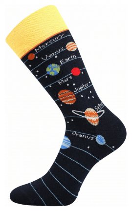 Bunte Socken mit Universum und Planeten