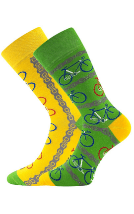 Bunte Socken mit Fahrrad