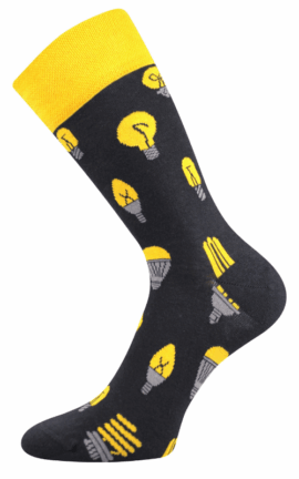 Bunte Socken mit Glühbirnen-Motiv
