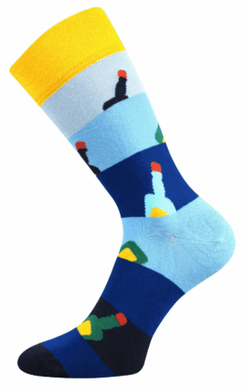 Bunte Socken mit Flaschen