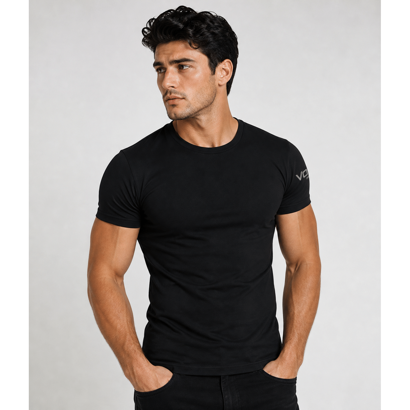 Herren Merino Funktionsshirt Kurzarm Slim Fit Schwarz